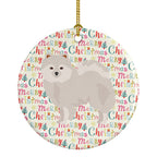 Japanese Spitz Merry Christmas Ceramic Ornament