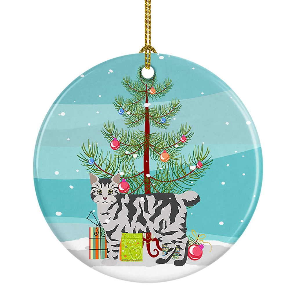 American Bobtail Cat Christmas Ceramic Ornament