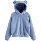 Warm and Cute Reversible Velvet Bunny Ear Hoodie | Streetwear