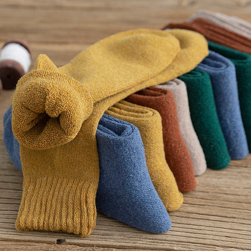 Solid Color Loop In Tube Imitation Rabbit Wool Socks