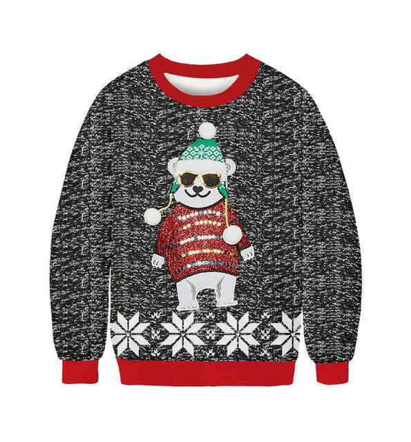 Cute 3D Printed Elk Christmas Sweatshirt for Women | Streetwear