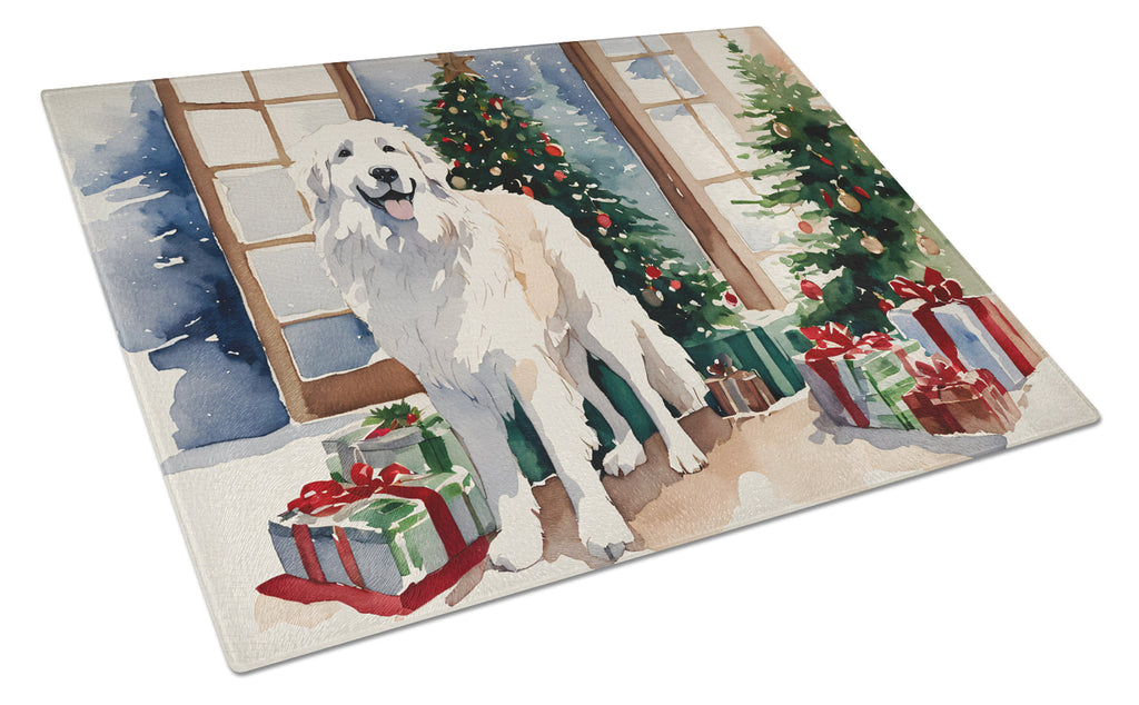 Great Pyrenees Cozy Christmas Glass Cutting Board