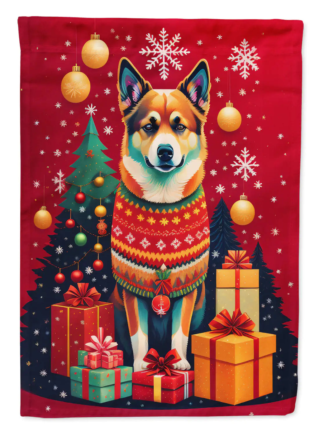 Norwegian Buhund Holiday Christmas Garden Flag