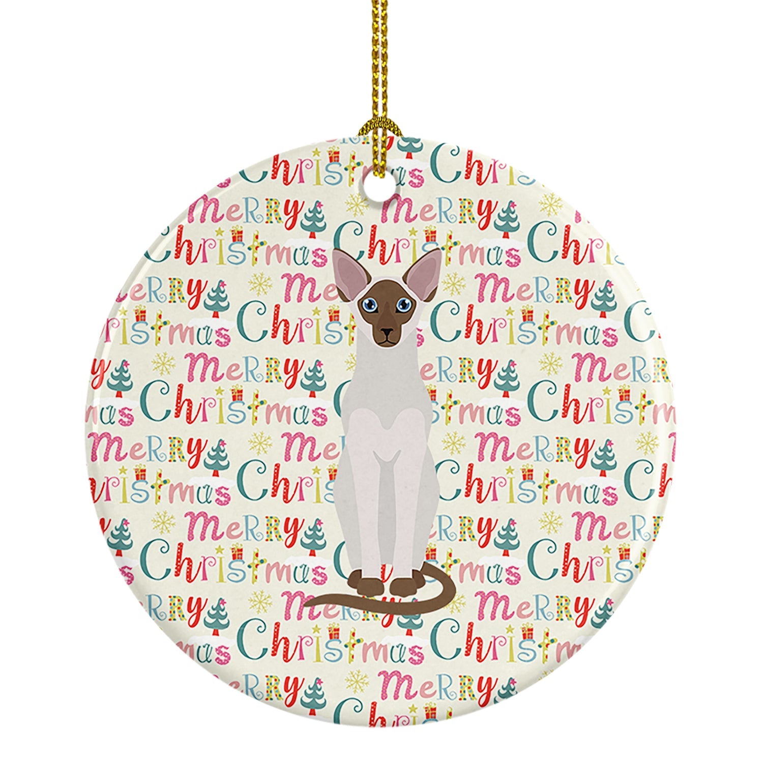 Colorpoint Shorthair Cat Christmas Ceramic Ornament