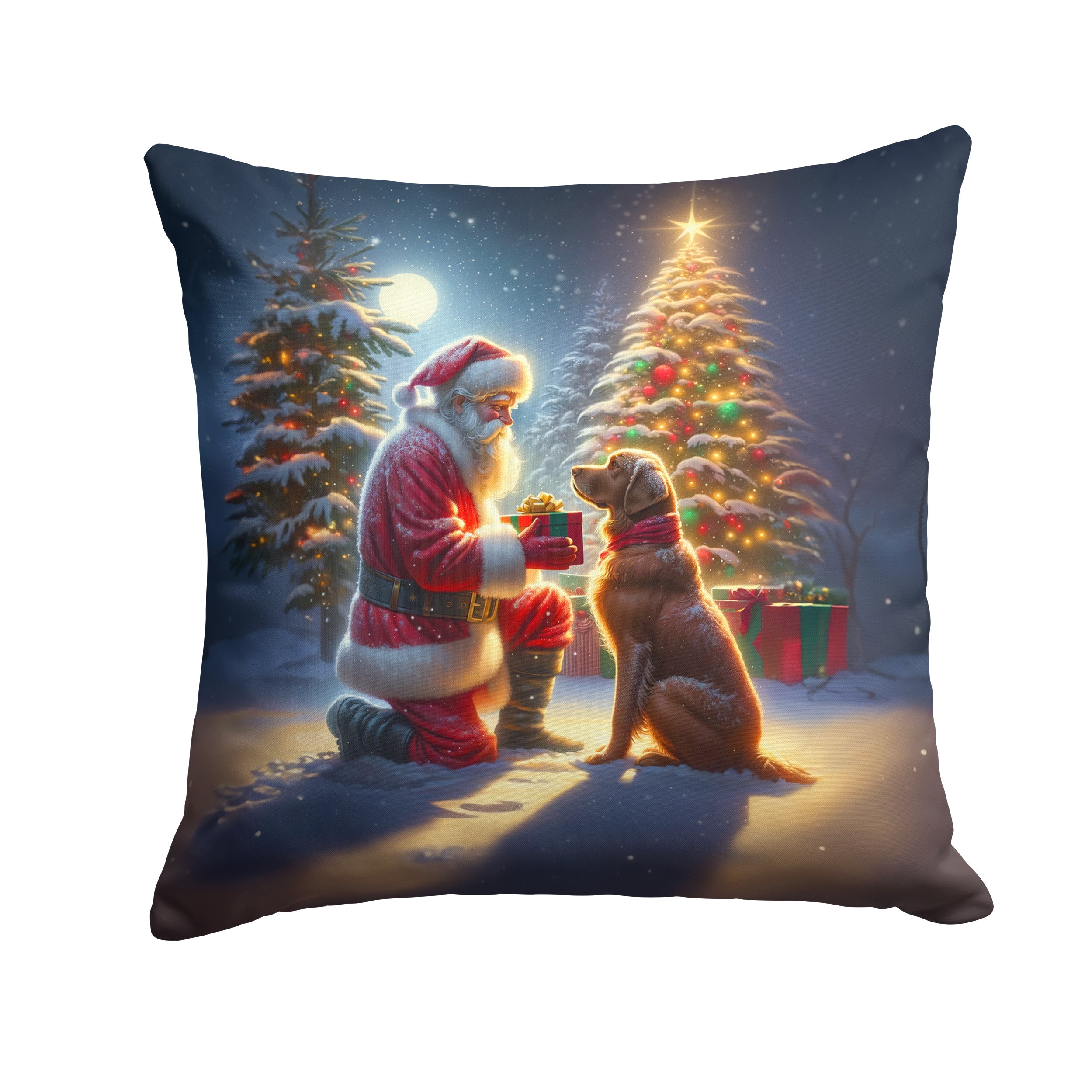 Chesapeake Bay Retriever and Santa Claus Throw Pillow