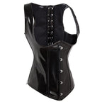 Leather Corset Bodysuit with Neck Halter Design