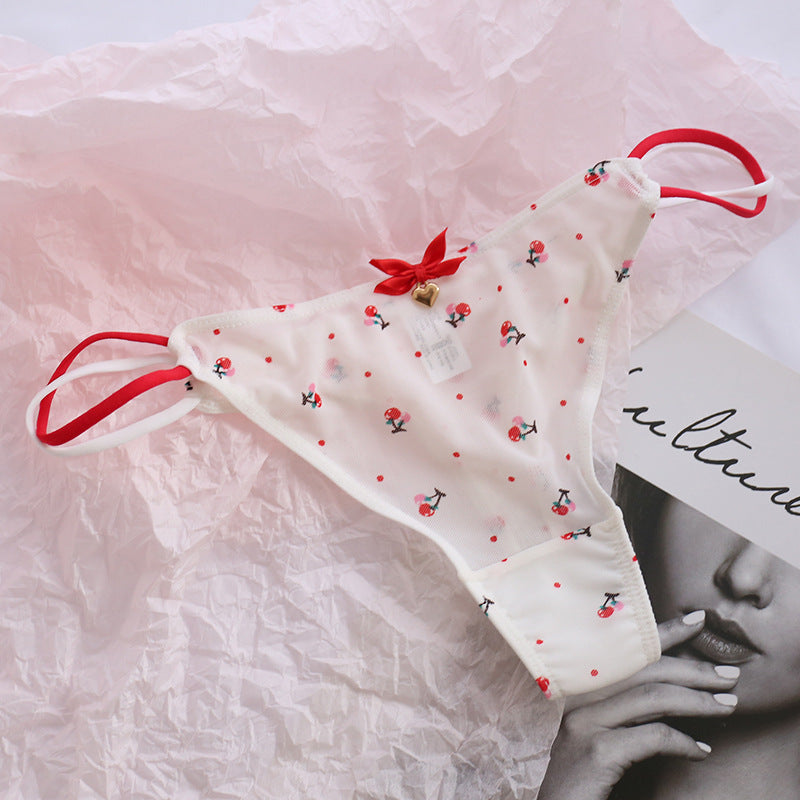 Translucent Strawberry Cherry Low Waist Women's Panties