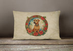 Irish Terrier Christmas Flowers Throw Pillow