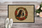Basset Hound Christmas Flowers Doormat