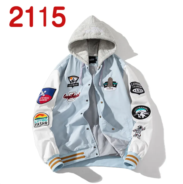 Embroidered Color Block Baseball Jacket
