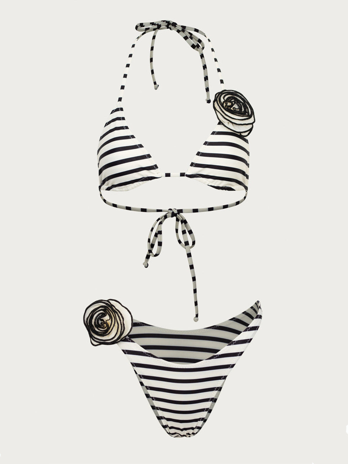 2023 Women's Striped Bikini with Floral Design