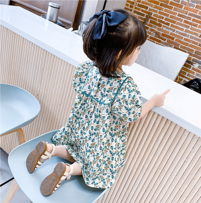 Girls' Casual Floral Cotton Dress