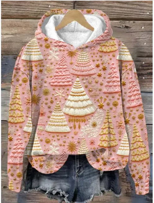 FestiveGlow Women's 3D Print Oversized Christmas Hoodie