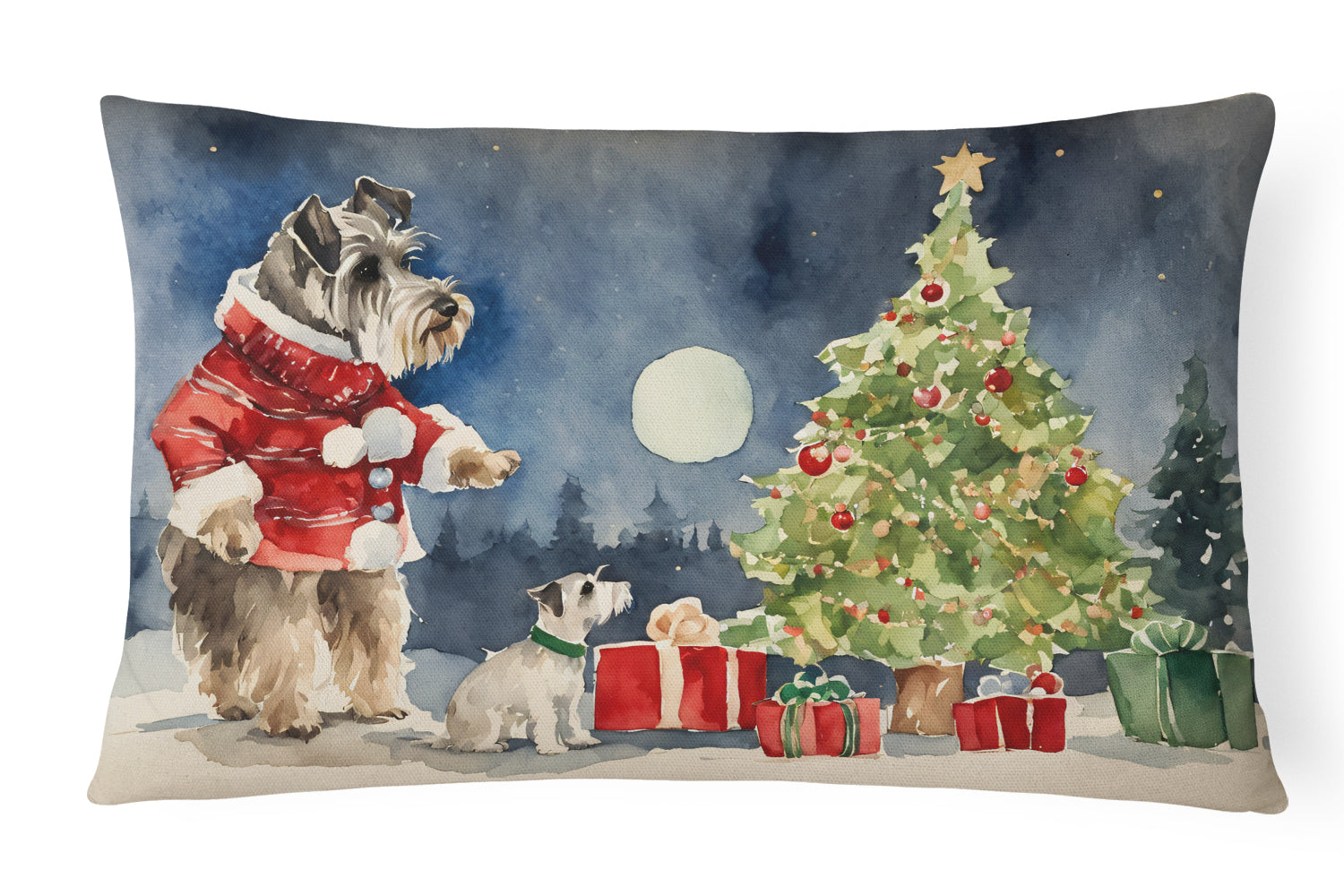 Schnauzer Christmas Throw Pillow