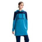 Color Block Hooded Sweater and Swimsuit Set