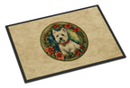 Westie Christmas Flowers Doormat