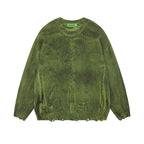 Distressed Round Neck Men's Crocheted Pullover Sweater | Streetwear