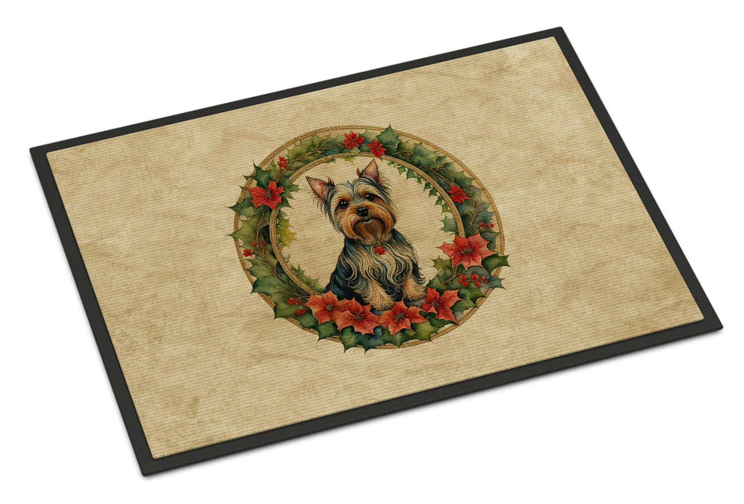 Silky Terrier Christmas Flowers Doormat