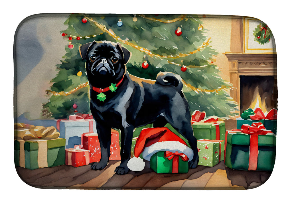 Pug Cozy Christmas Dish Drying Mat