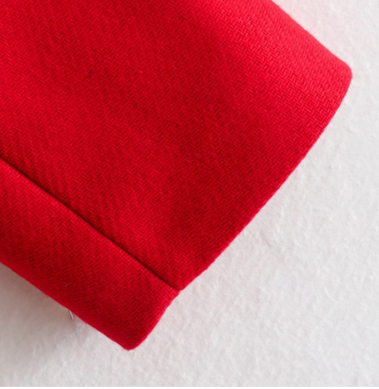 Red Wool Long Coat with Double Breasted Design (One Piece)