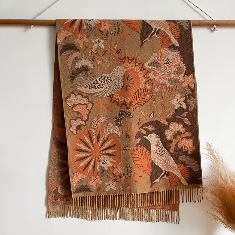 Season Ethnic Birds And Plants Warm Scarf Shawl