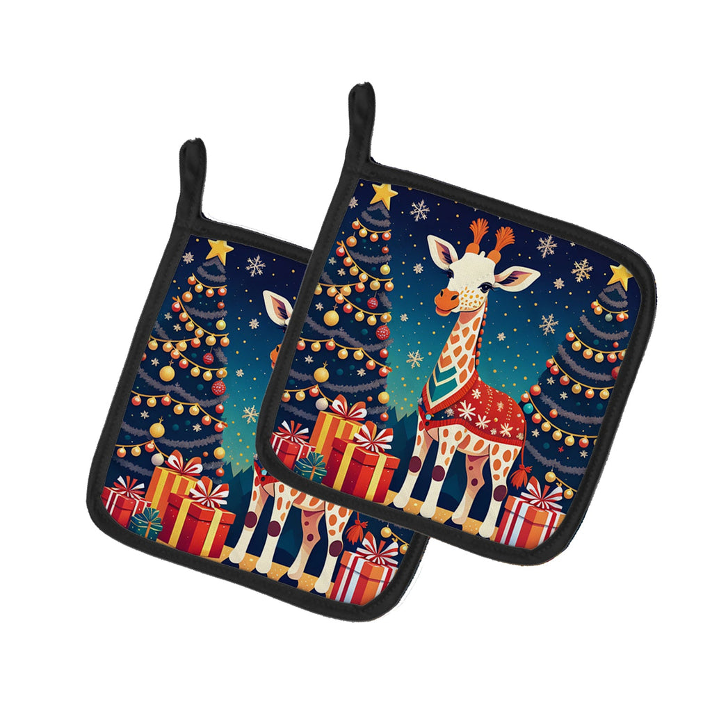 Giraffe Christmas Pair of Pot Holders