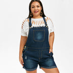 Plus Size Stretch Denim Overall Shorts for Fall 2020