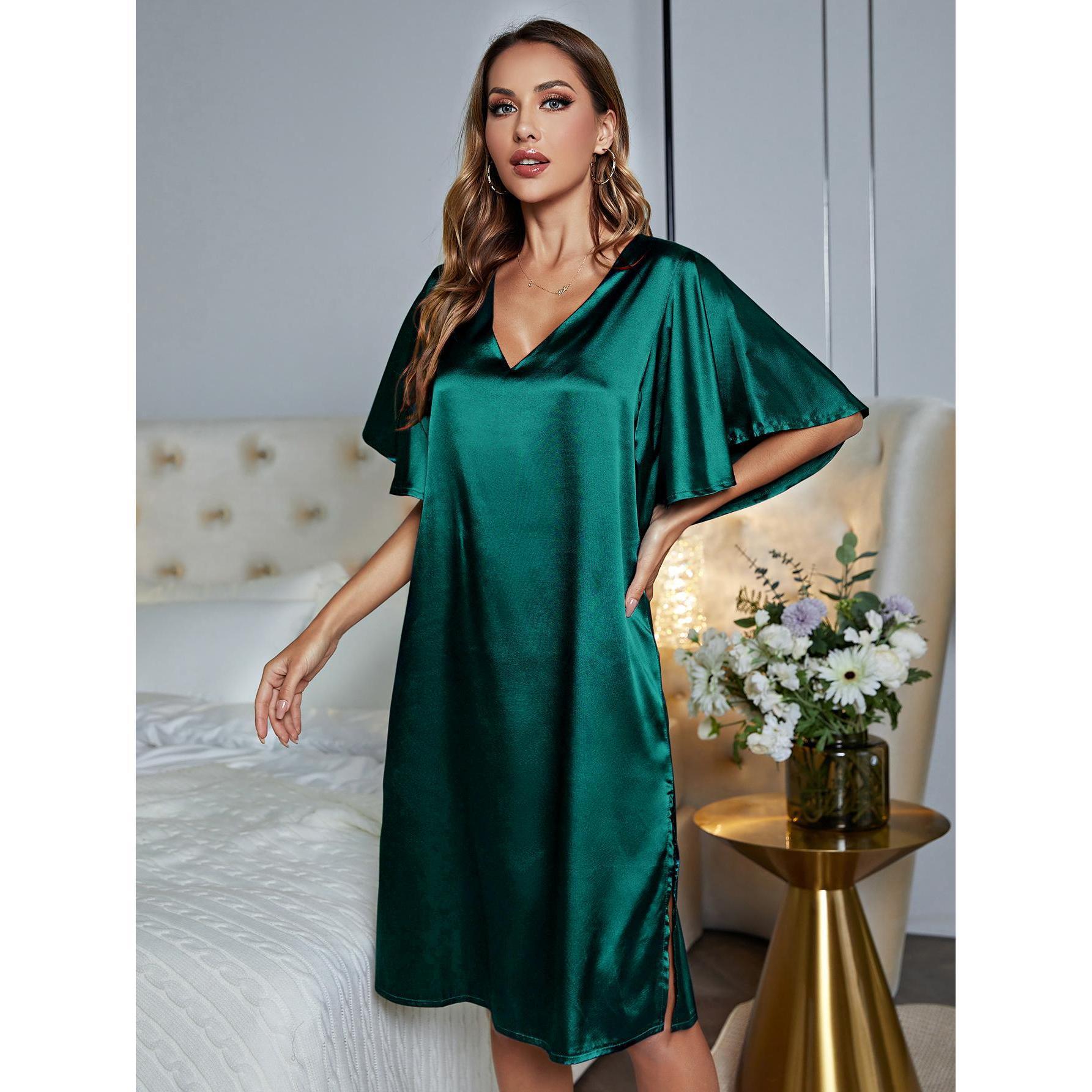 Summer Silk Women's Sleepwear and Nightgown Set