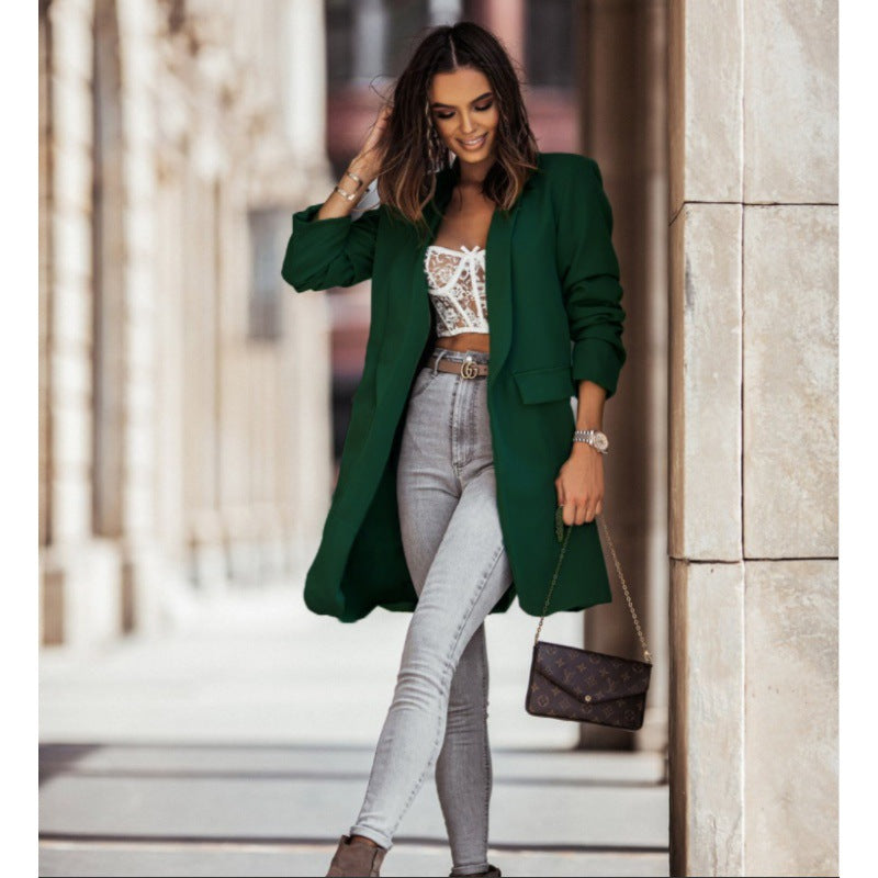 Women's Long Sleeve Suit Coat Windbreaker