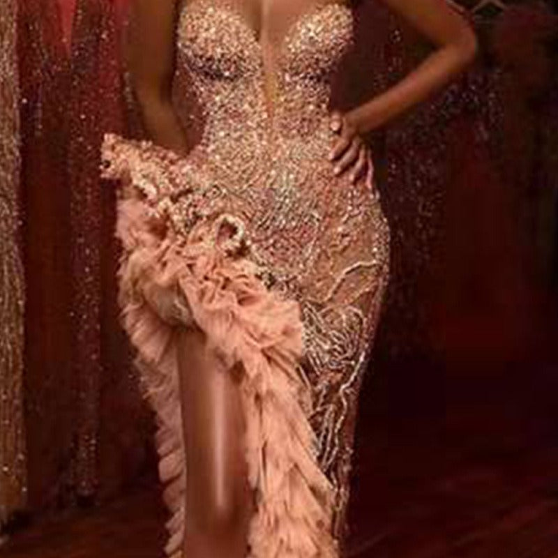Sexy Sequined Tube Top Dress
