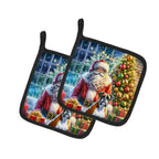 Boxer and Santa Claus Pair of Pot Holders