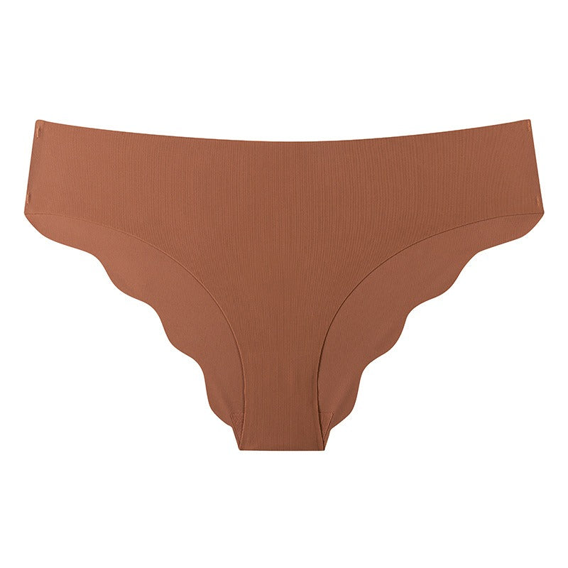 Seamless Ice Silk Ruffled Low Waist Panties