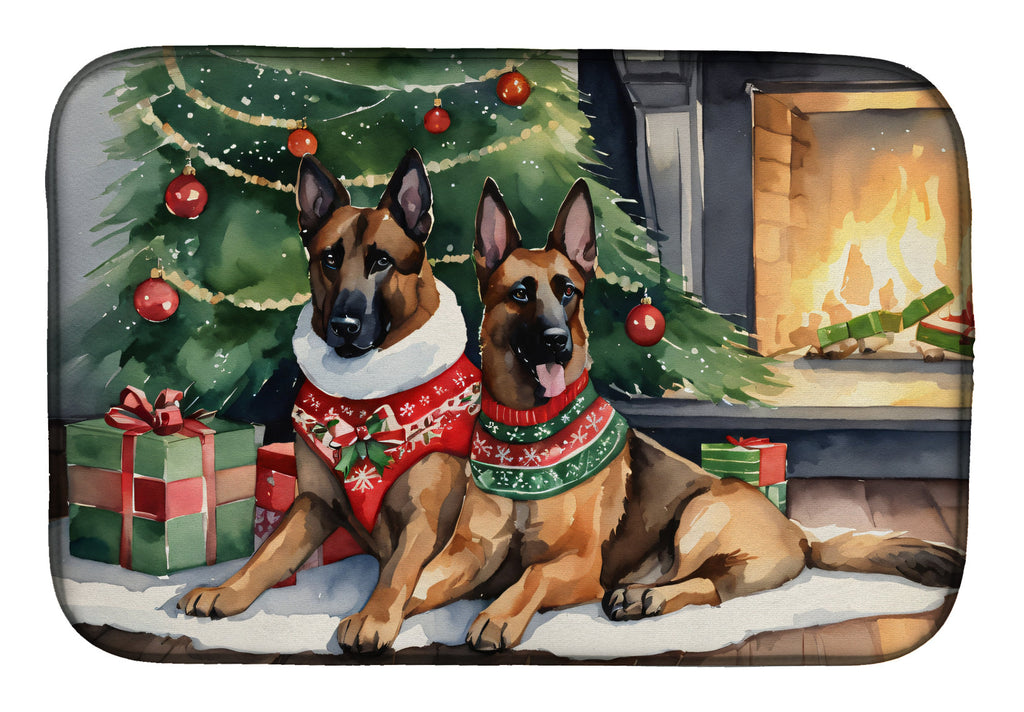 Belgian Malinois Cozy Christmas Dish Drying Mat