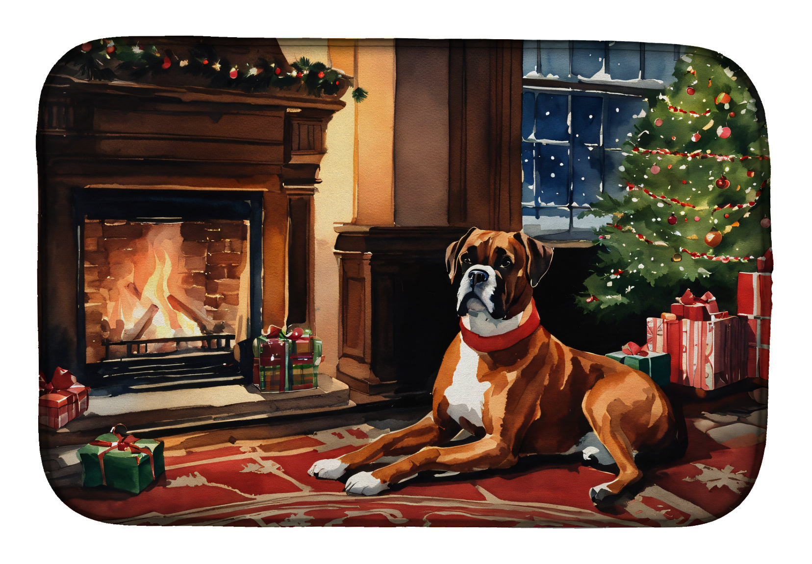 Boxer Cozy Christmas Dish Drying Mat