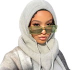 Integrated Wool Knitted Hat with Scarf and Drawstring | Embroidered Cap