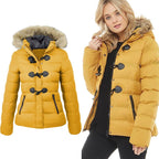 Horn Buckle Women's Cotton Coat Decorated