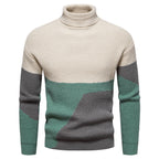 Men's Color Block Knitted Turtleneck Sweater