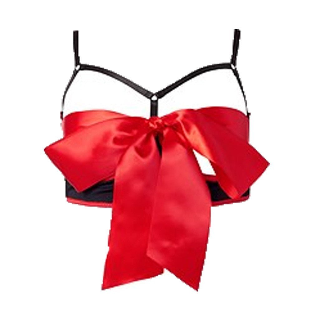Women's Strappy Satin Bow Lingerie Set