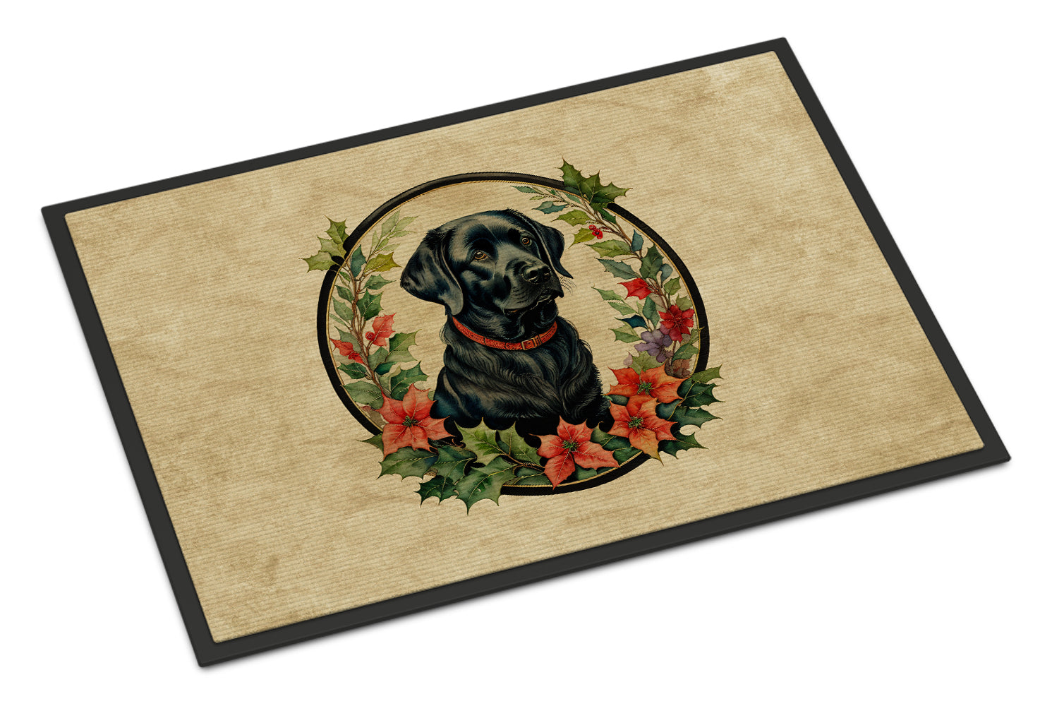 Labrador Retriever Christmas Flowers Doormat