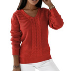 Cozy Twist V-Neck Knit Pullover | Streetwear