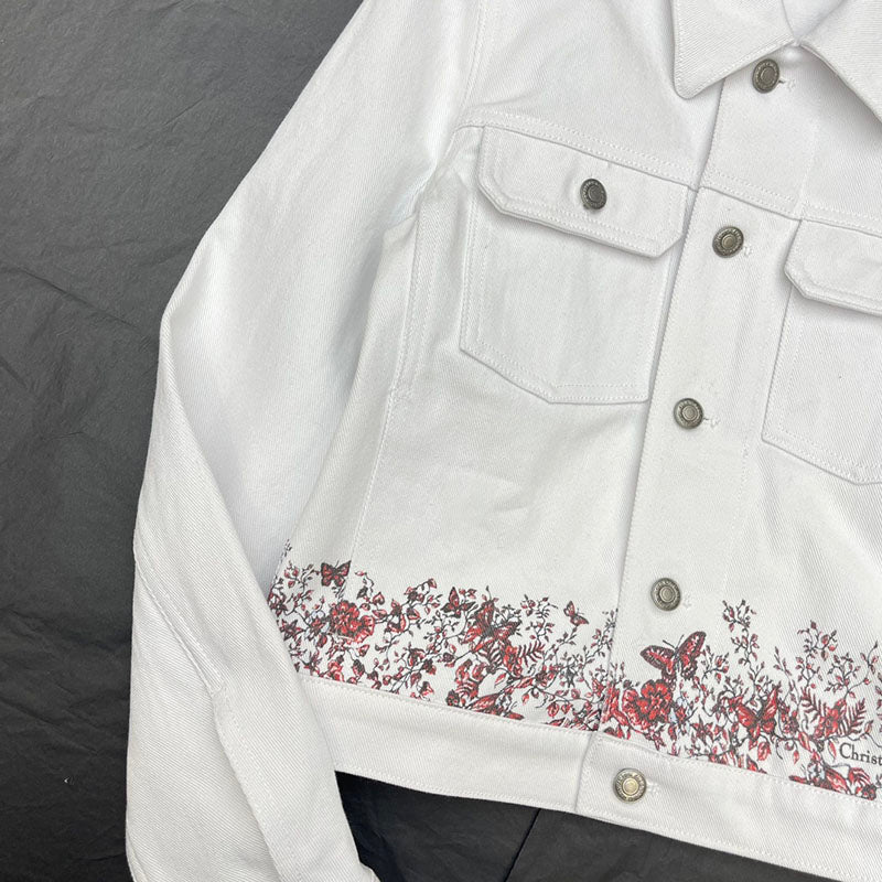 Embroidered Butterfly Pattern Denim Jacket, High Quality