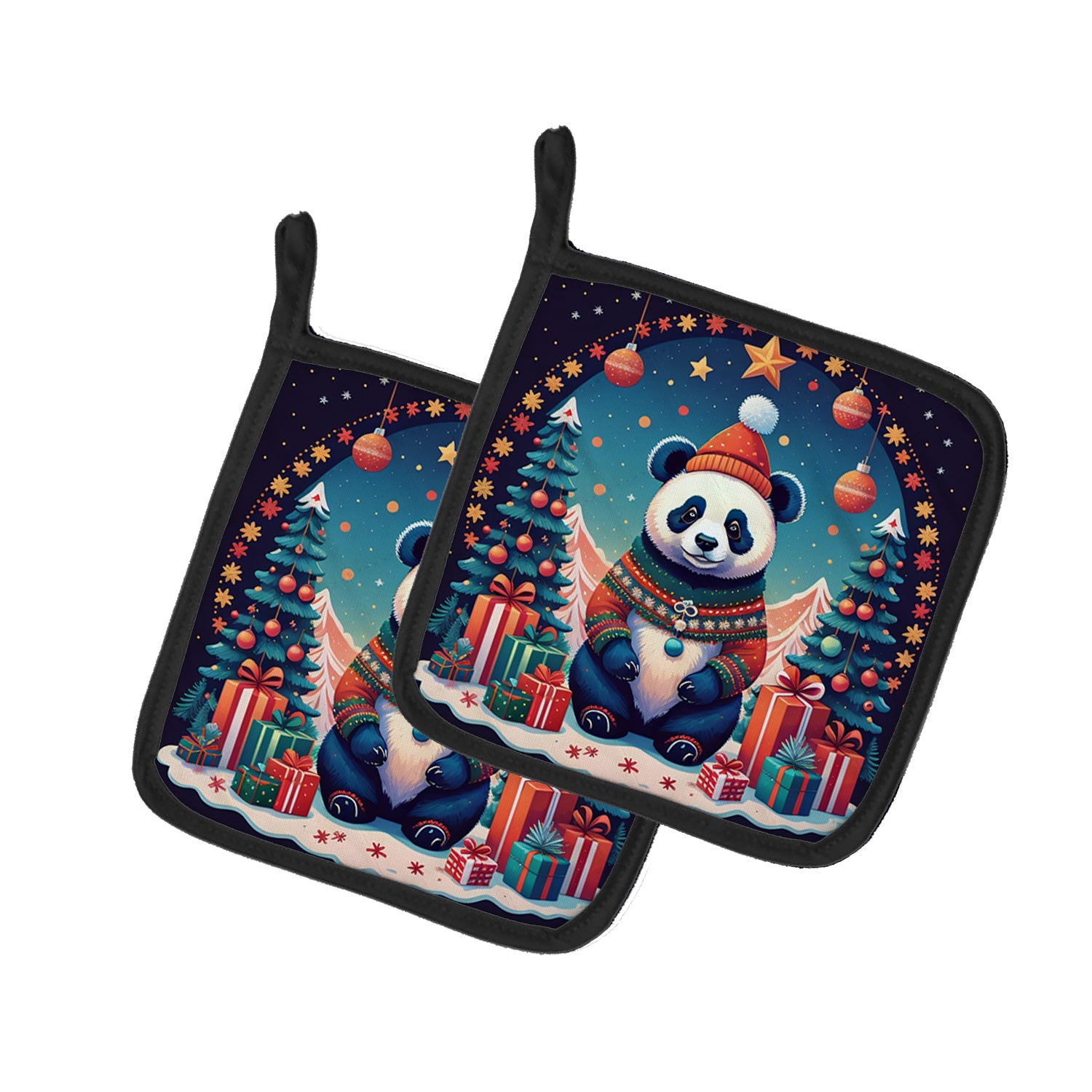 Panda Christmas Pair of Pot Holders