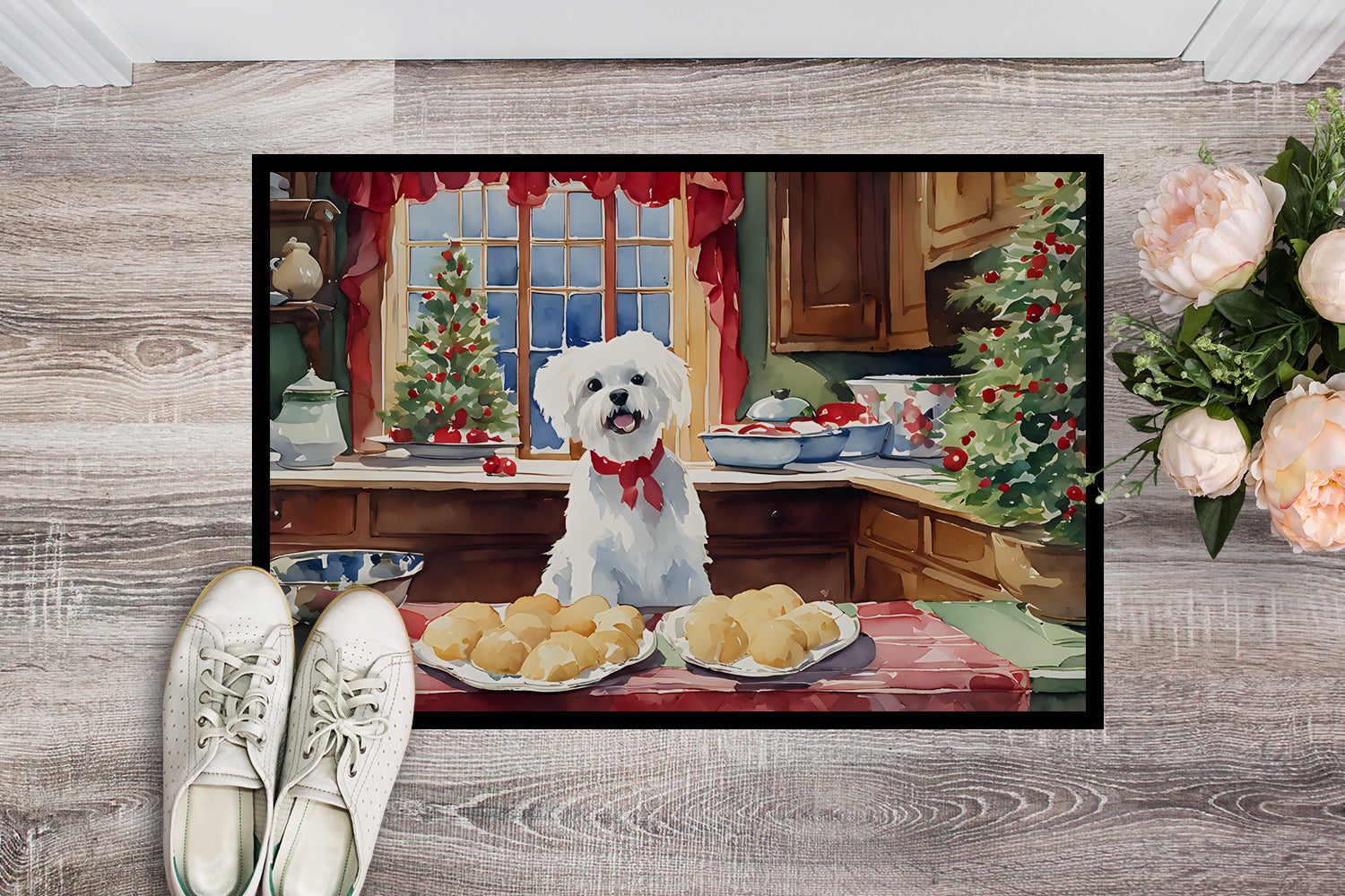 Maltese Christmas Cookies Doormat