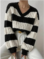 Chic Striped V-Neck Sweater