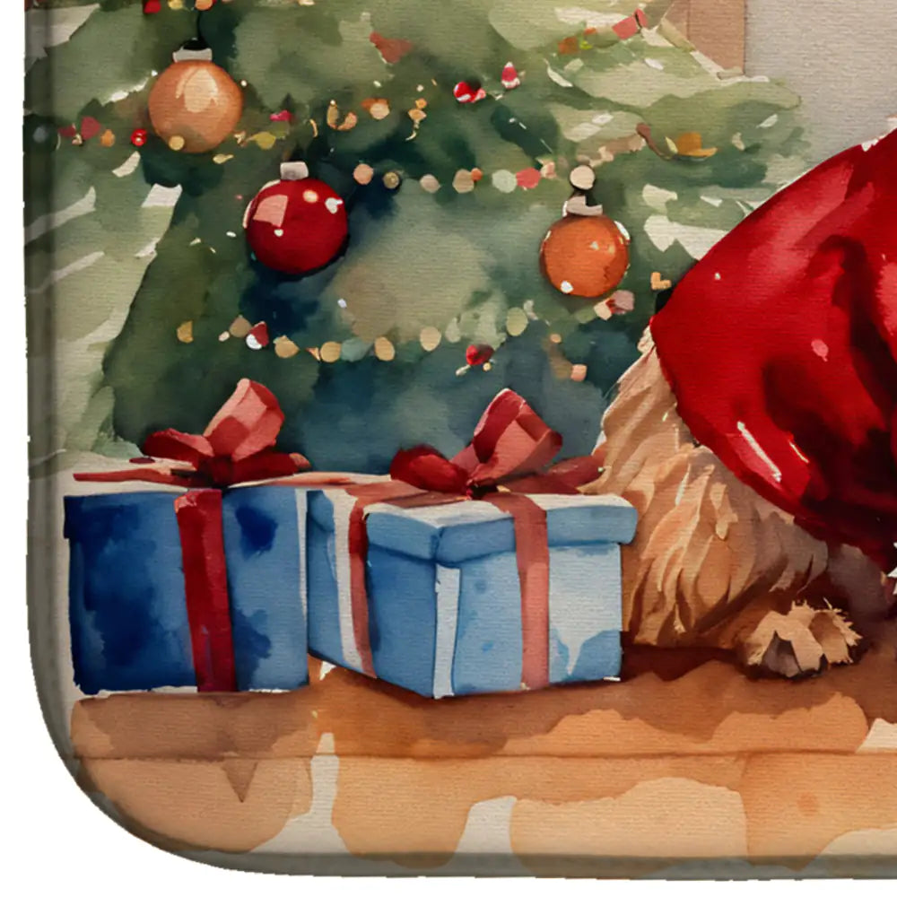 Norwich Terrier Cozy Christmas Dish Drying Mat