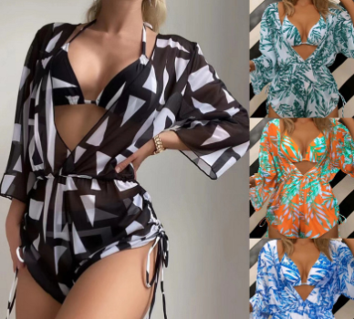 2023 Women's Long Sleeve Three-Piece Bikini Set
