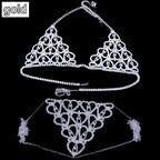 Rhinestone Body Chain Lingerie Set