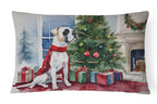 White Boxer Christmas Throw Pillow
