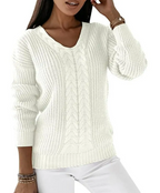 Cozy Twist V-Neck Knit Pullover | Streetwear