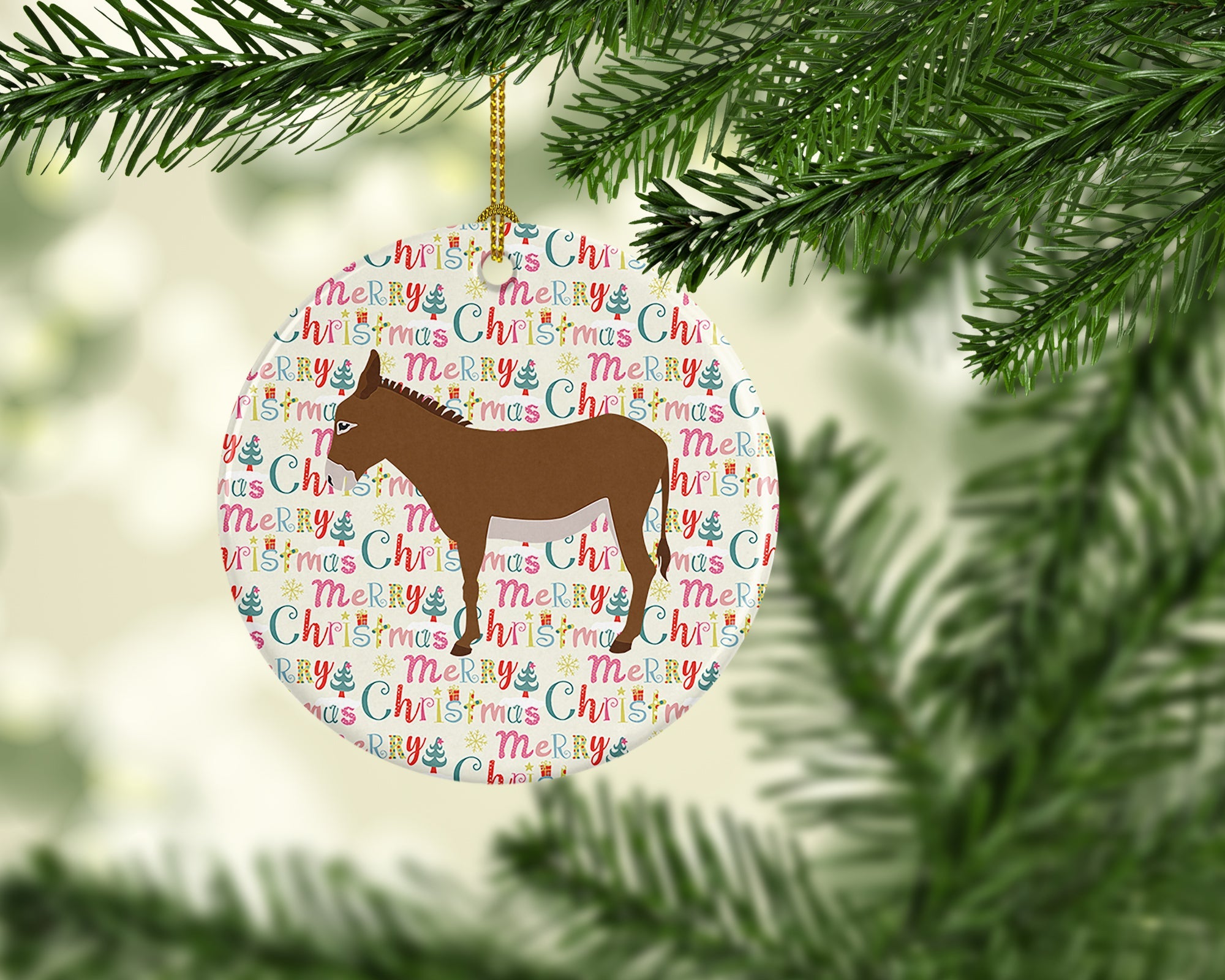 Cotentin Donkey Christmas Ceramic Ornament